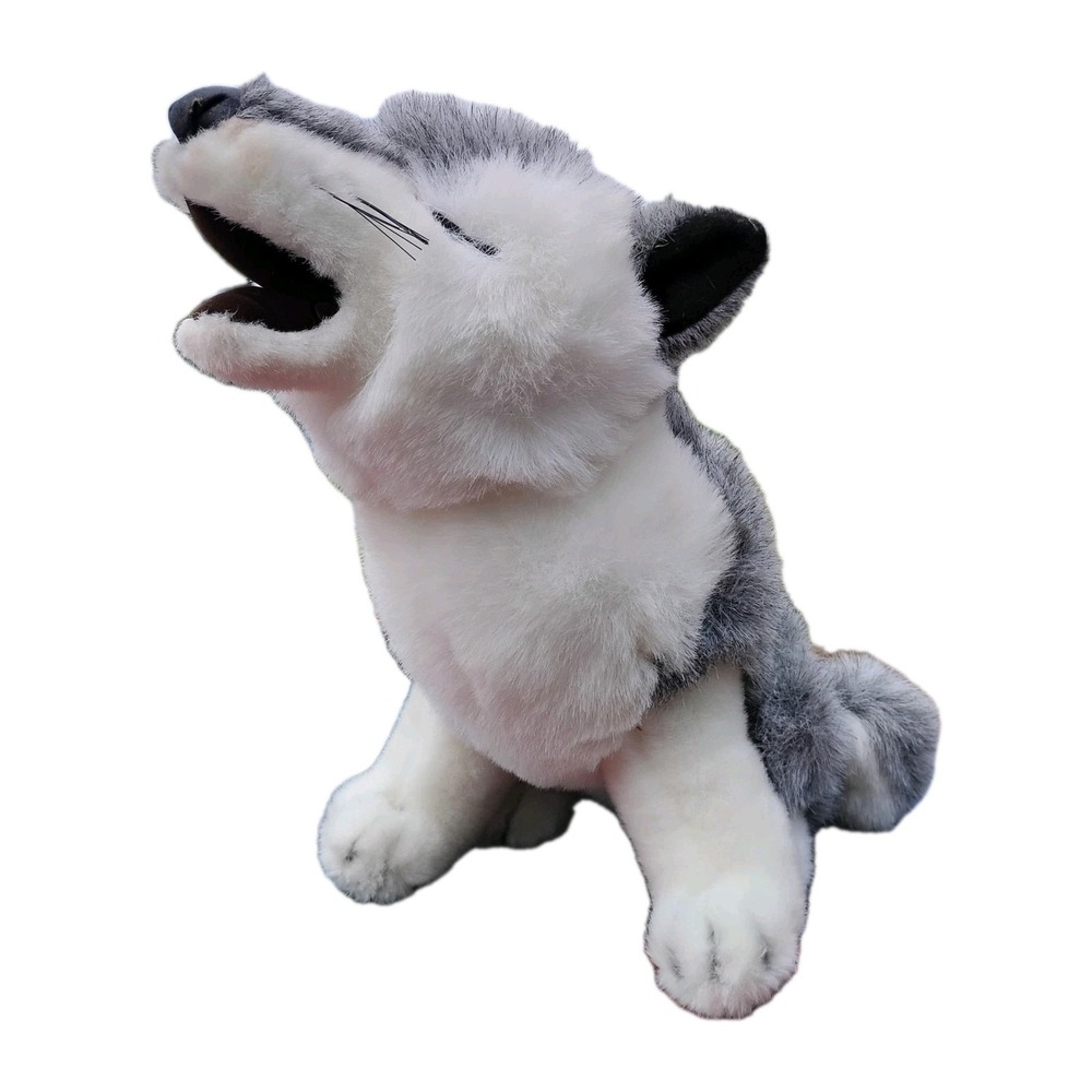 Howling Wolf Puppy Plush AURORA 13" Husky Wild Dog Fox Stuffed Animal Gray White